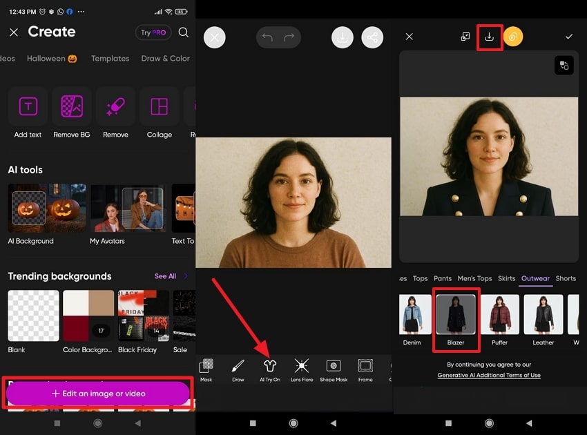 insert blazer using picsart